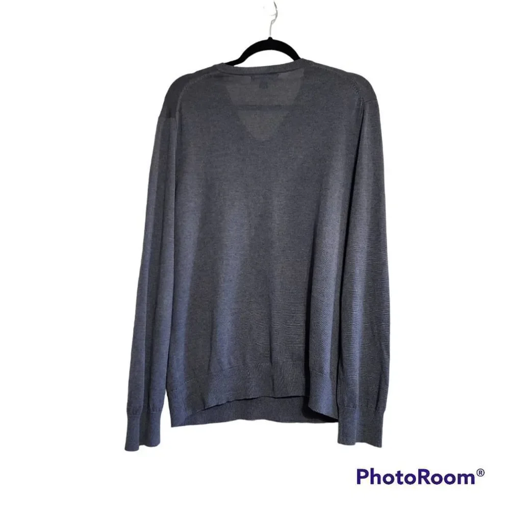 Banana Republic sweater L gray silk/cashmere v-neck luxury
